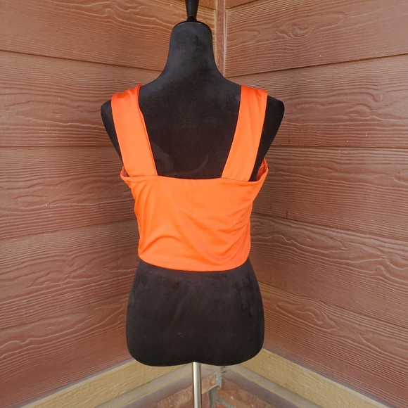 Cloth by Design Women's Orange Cropped Camisole Sleeveless Tank Top Wide Straps - Picture 8 of 16